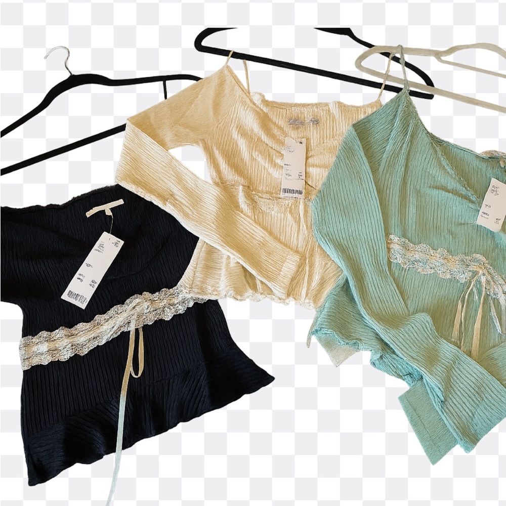 #257 Urban Outfitters Black, Cream, and Mint Tops